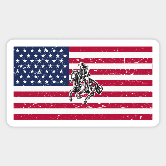 American Flag Cowgirl Sticker by star trek fanart and more